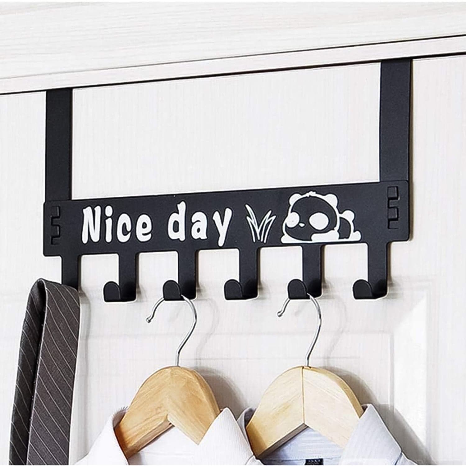 Heavy-Duty Carbon Steel Door Hook Hanger Rack (2 pc / 6 Hook / Black) thumbnail 5