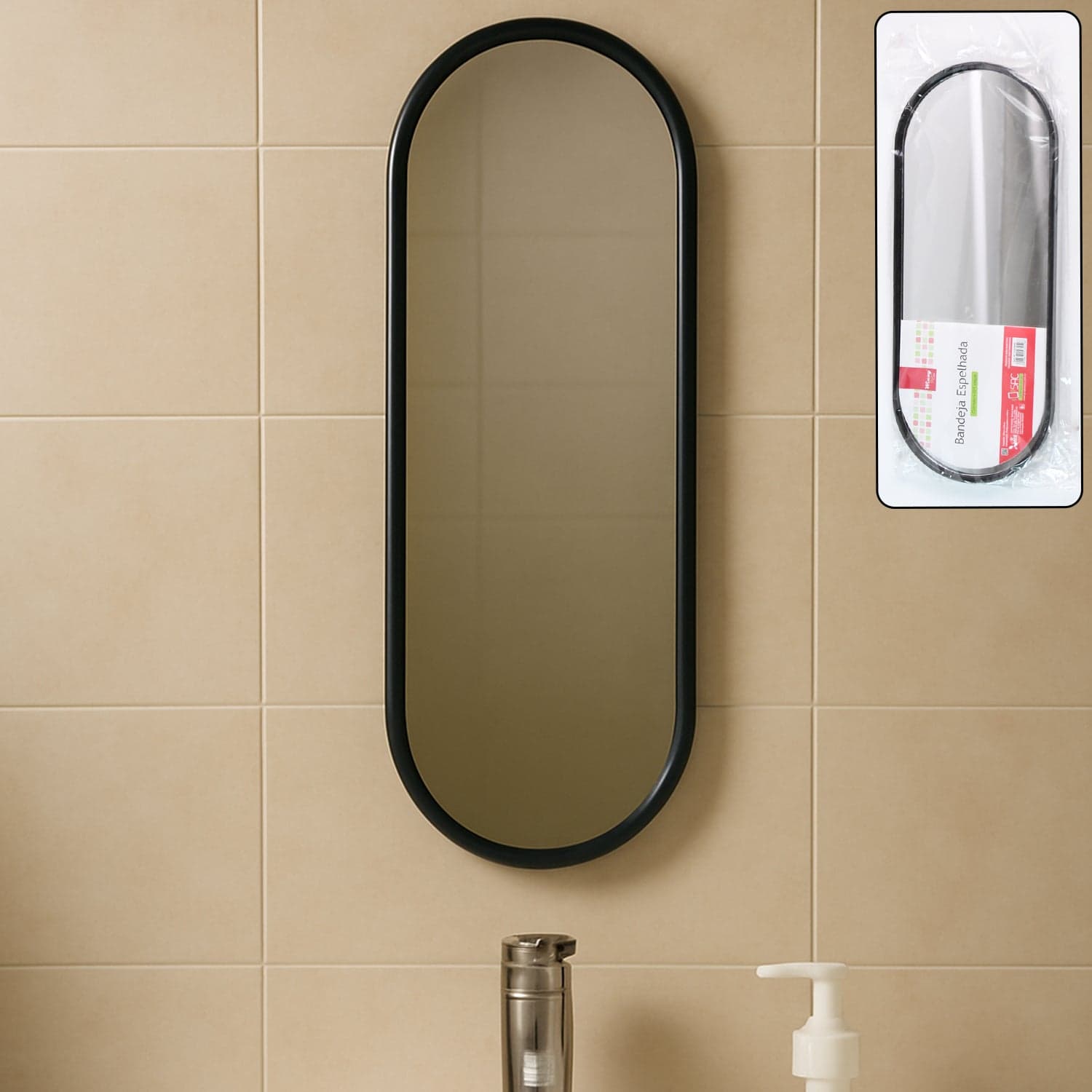 Modern Oval Wall Mounted Bathroom Mirror 1 Pc thumbnail 2