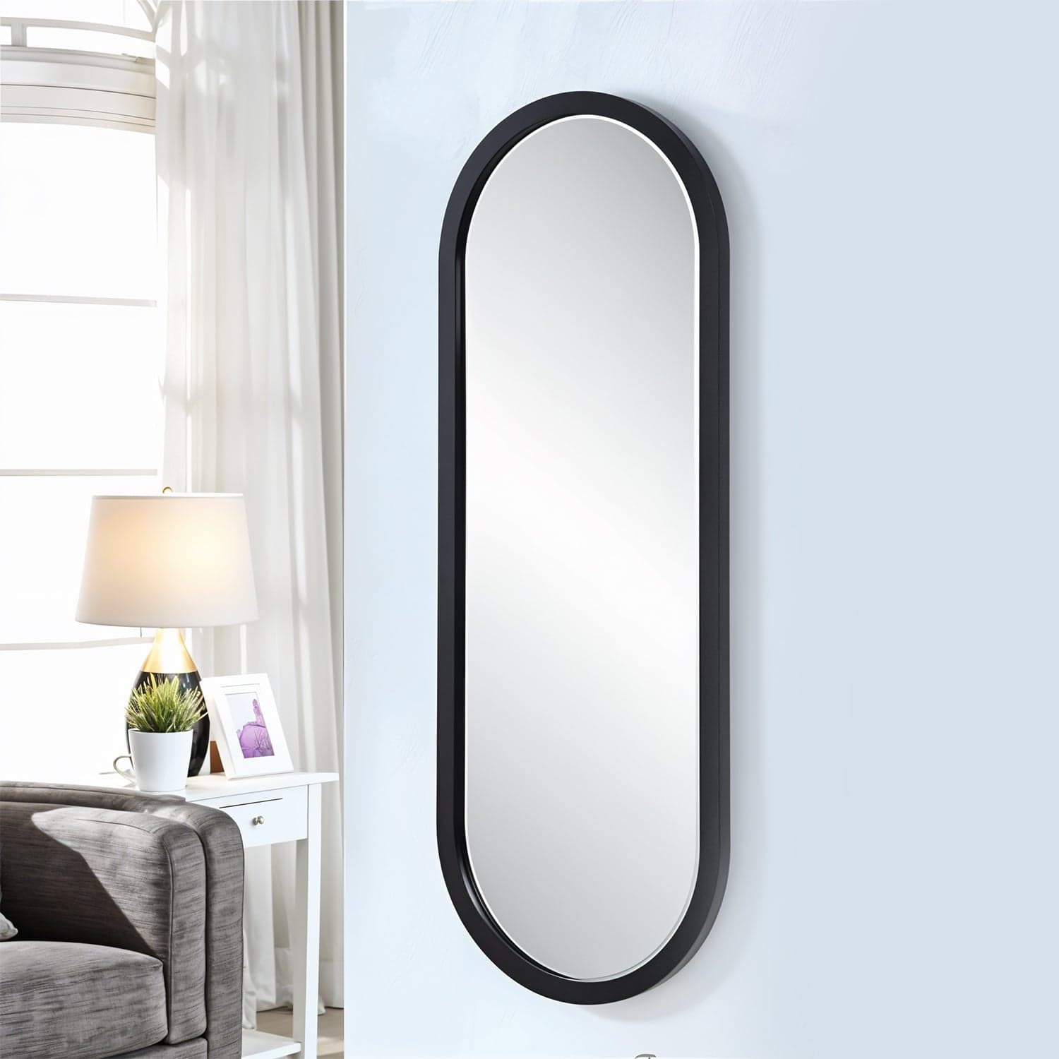 Modern Oval Wall Mounted Bathroom Mirror 1 Pc thumbnail 6