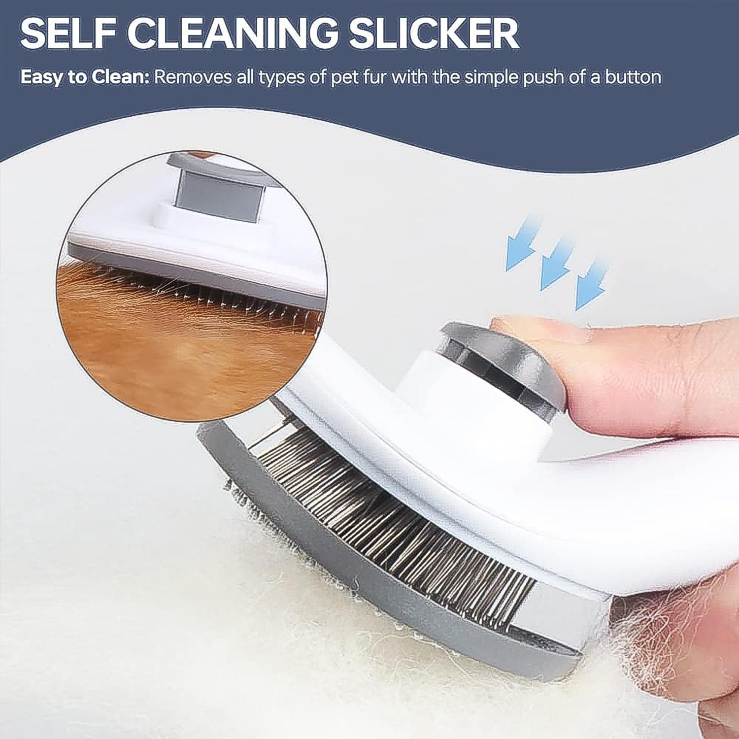 Self Cleaning Slicker Brush For Dogs Cats 1 Pc thumbnail 2