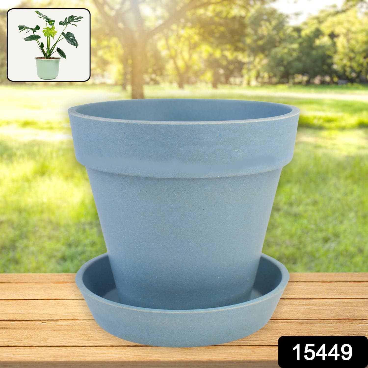 Heavy Plastic Flower pots With Tray (1 Pc) thumbnail 2