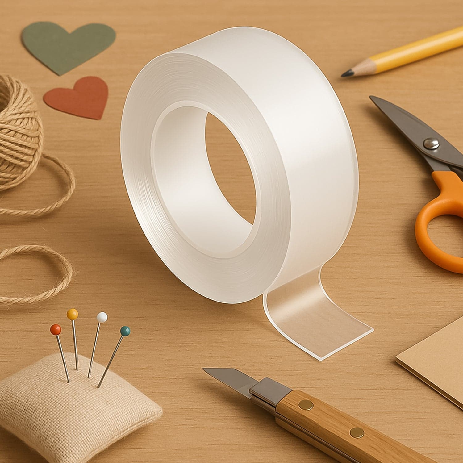Sticky Double Sided Tape Washable Adhesive Tape Reusable (Thin / 6.5—3 Cm / 1 Pc) thumbnail 3