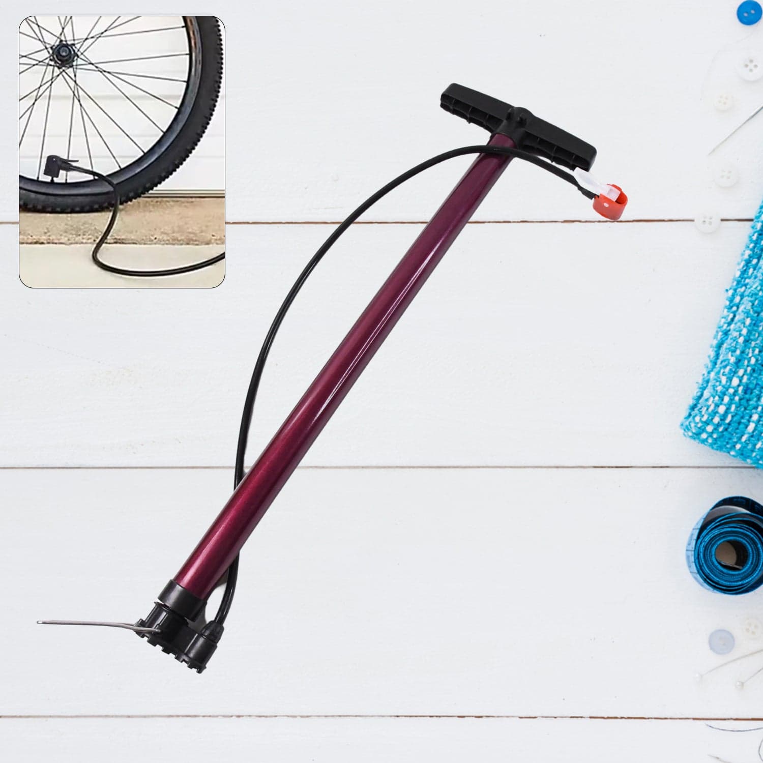High Pressure Hand Air Pump with Dual Nozzle thumbnail 1