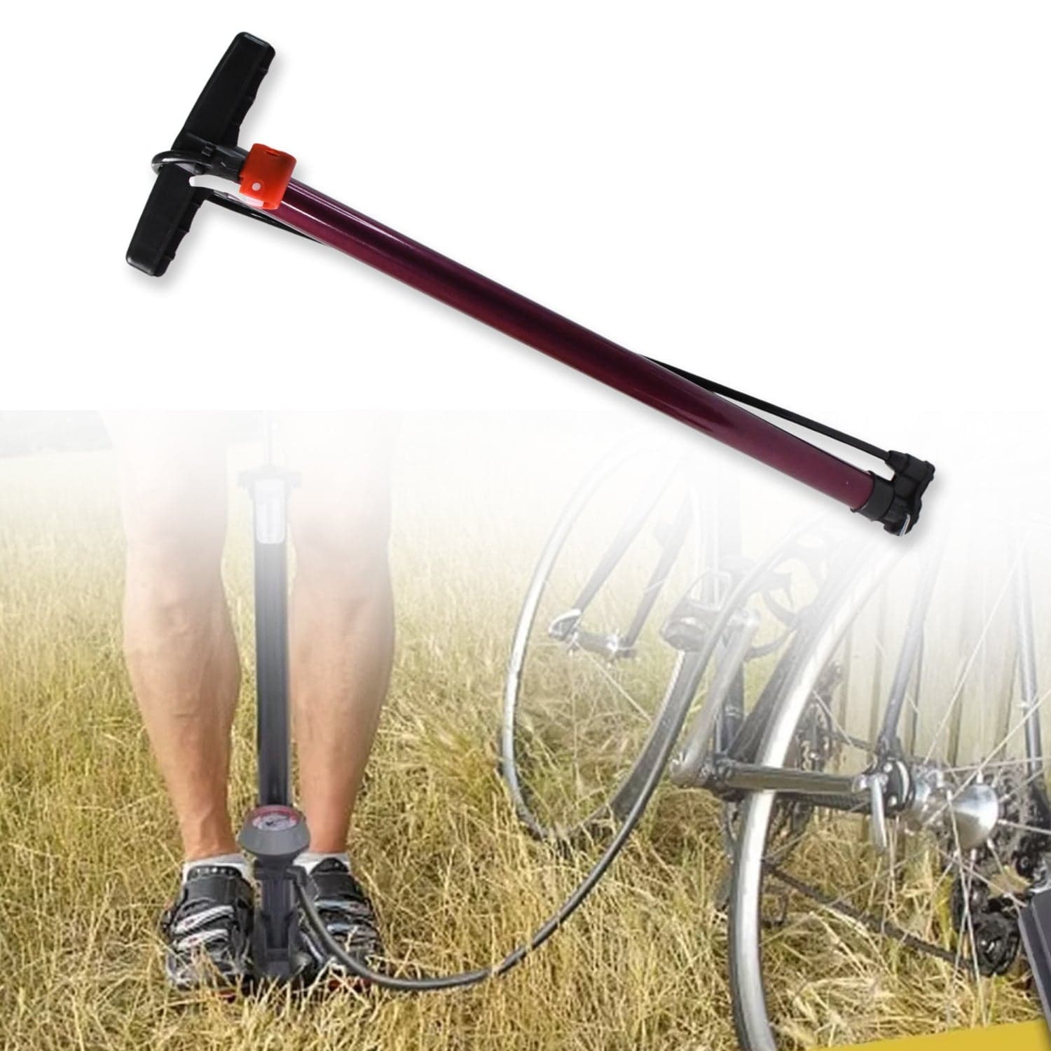 High Pressure Hand Air Pump with Dual Nozzle thumbnail 4