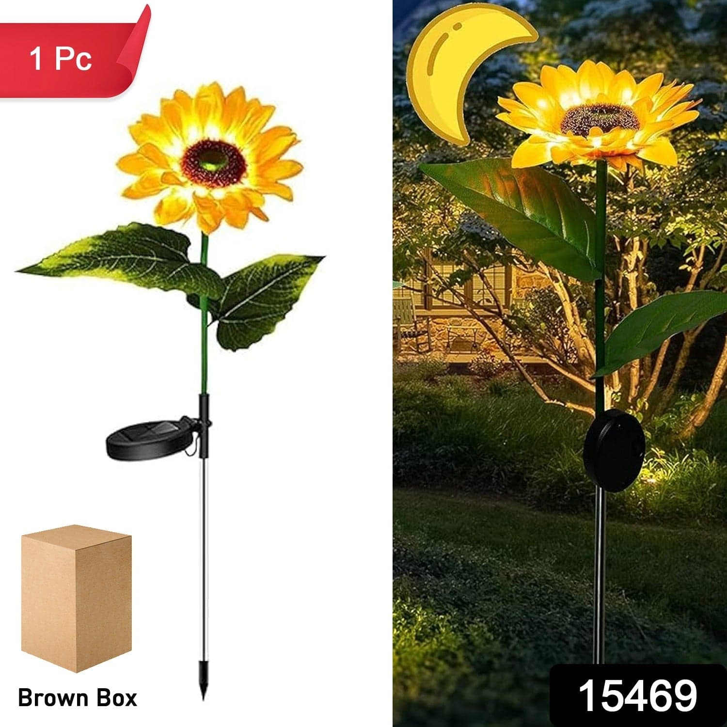 Sunflower Solar LED Lights, Warm White Garden Light (1 Pc) thumbnail 2