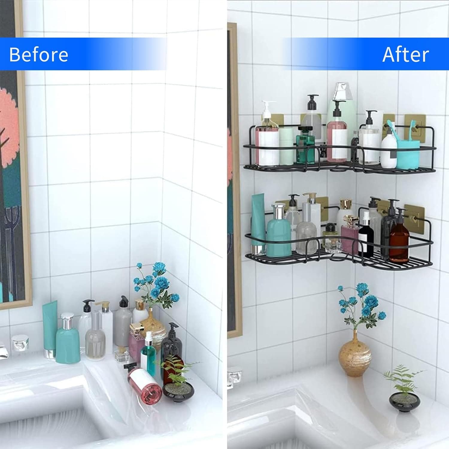 Metal Shower Shelf, Shower Shelf without Drilling (2 Pc) thumbnail 3