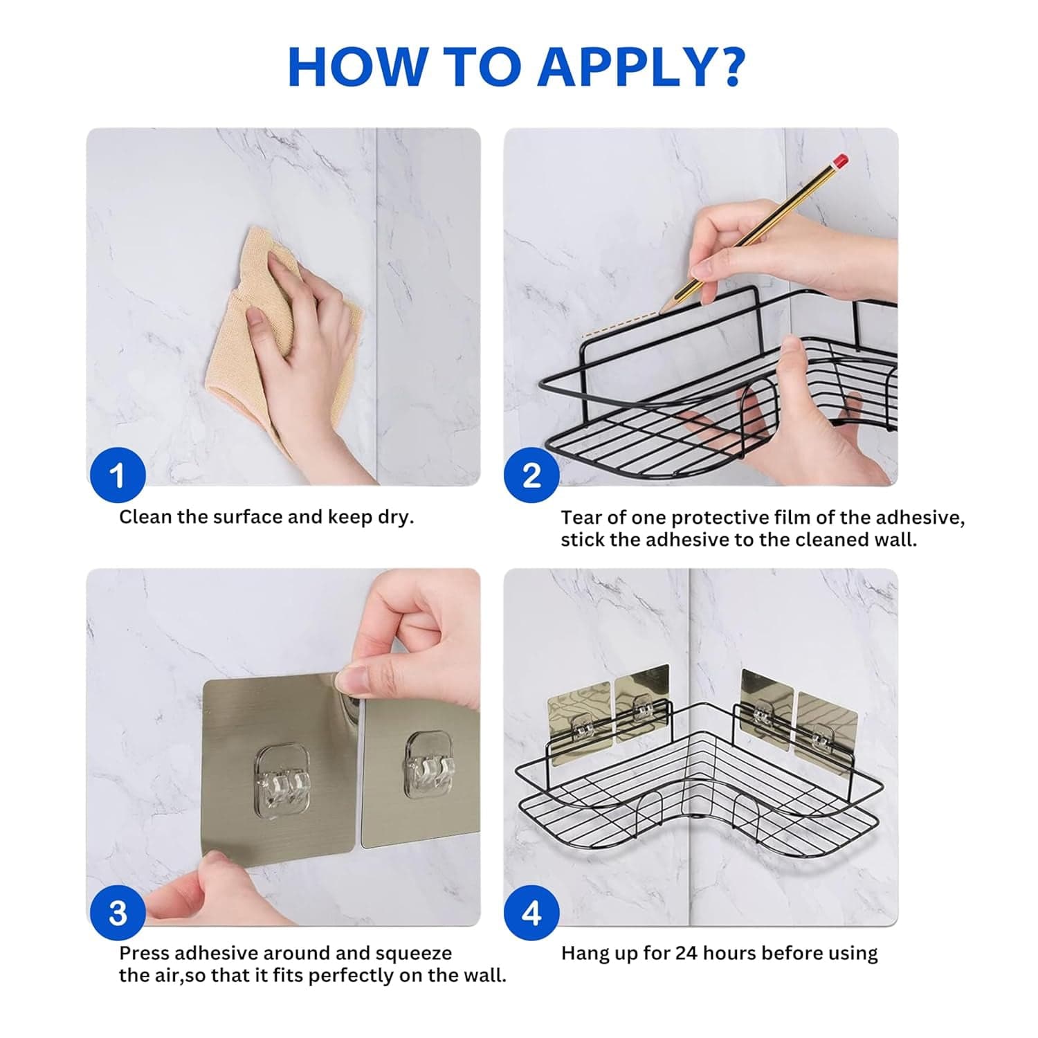 Metal Shower Shelf, Shower Shelf without Drilling (2 Pc) thumbnail 6