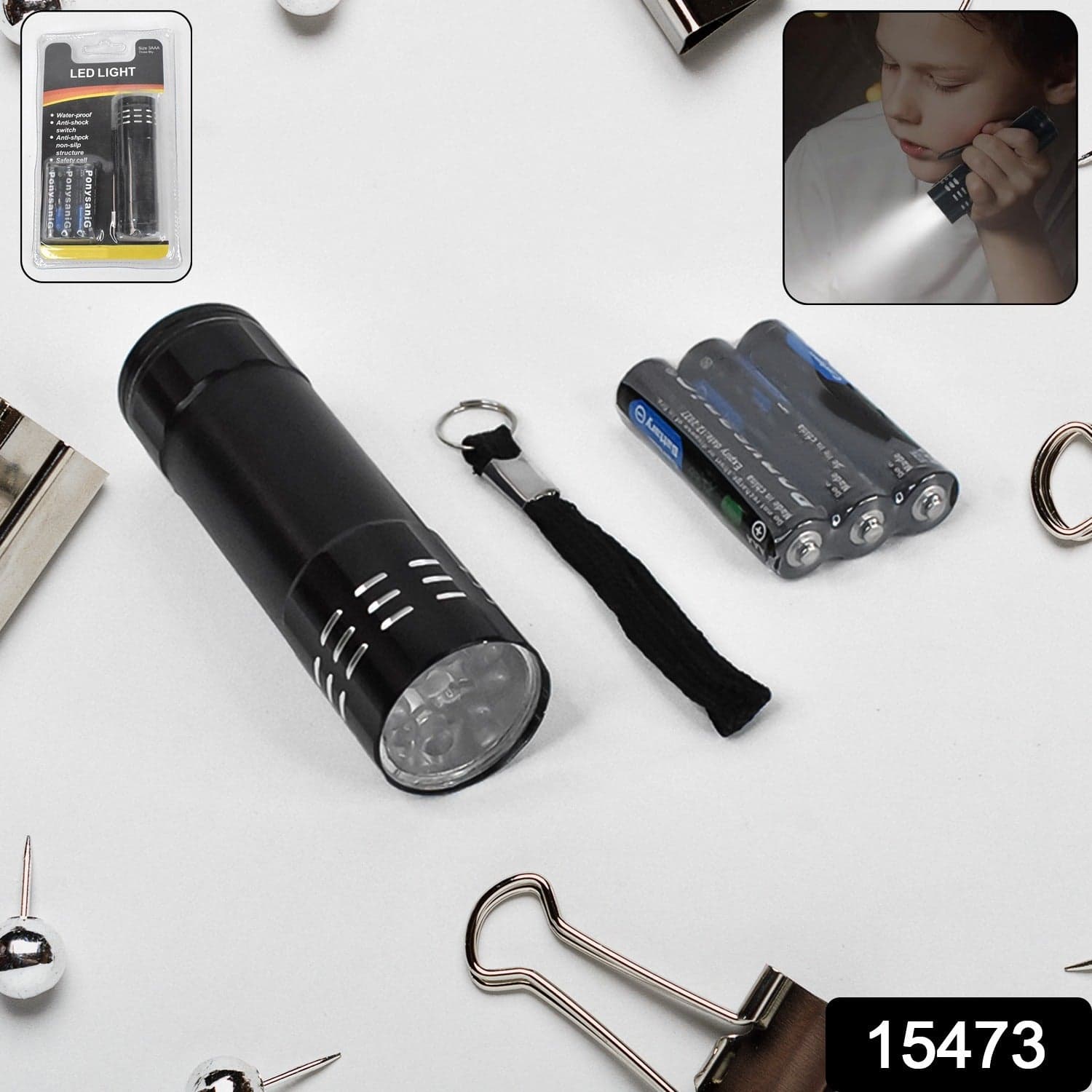 Portable Mini Torch - Super-Bright LED Flashlight with 3AAA Batteries Included thumbnail 2