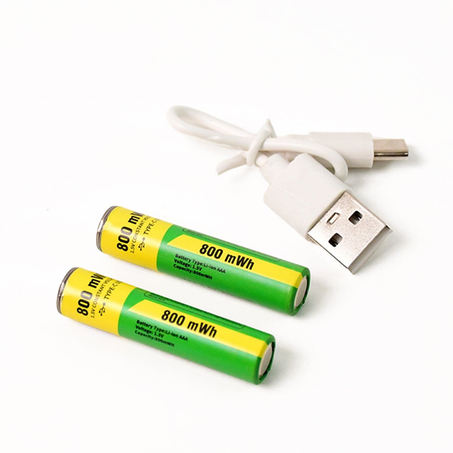 AAA Rechargeable 800 mWh Batteries With Recharging Cable (2 Pc Set) thumbnail 5