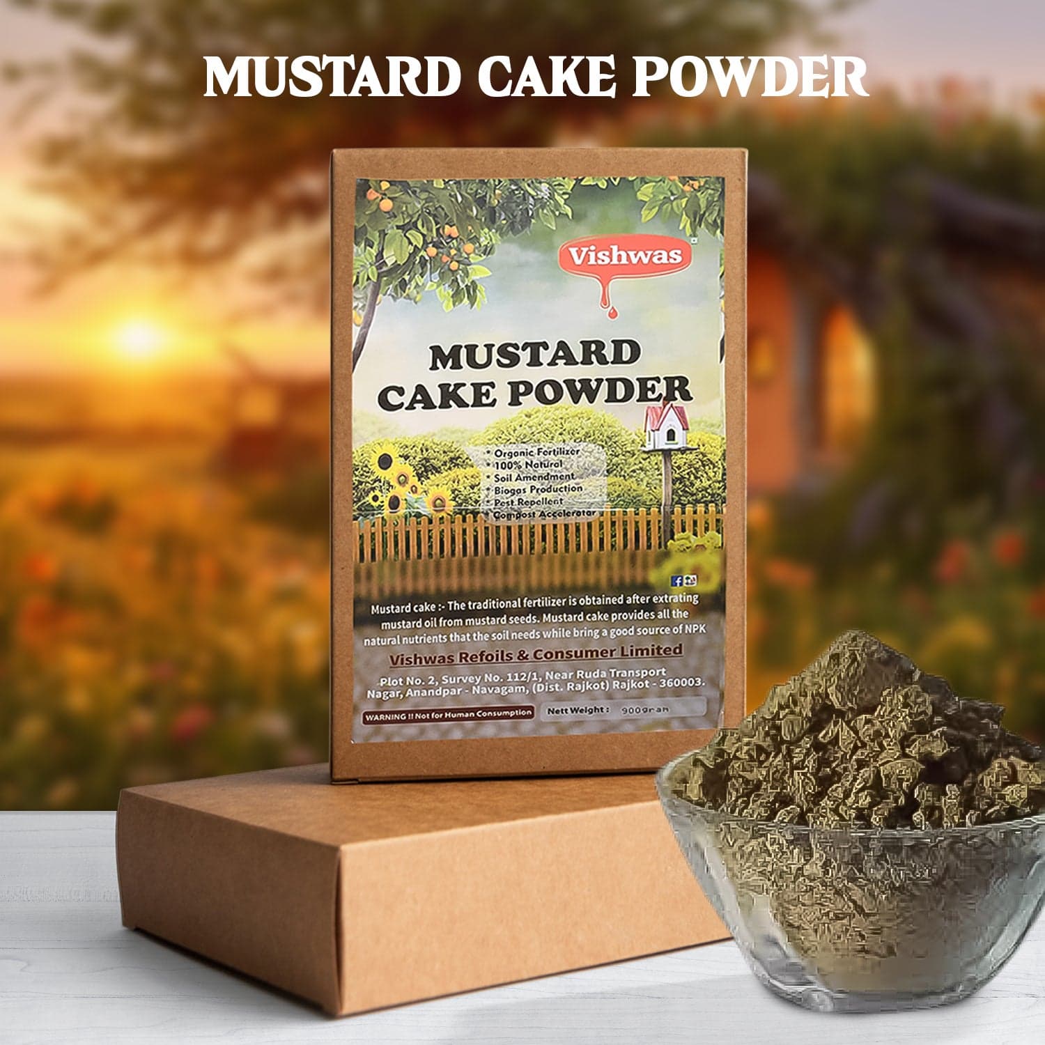 Mustard Cake Fertilizer For Plants 900gm thumbnail 1