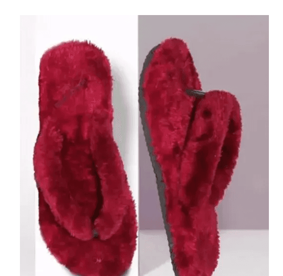 Purple Winter Warm & Carpet Thong Strap Faux Fur Flip-Flops thumbnail 2