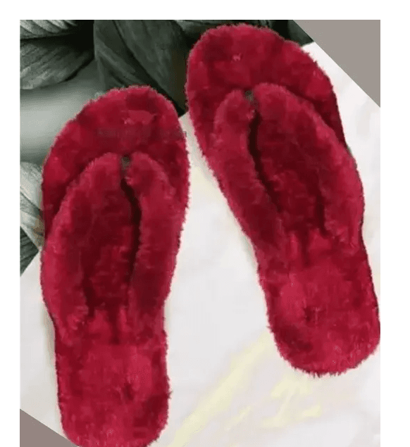 Purple Winter Warm & Carpet Thong Strap Faux Fur Flip-Flops thumbnail 3