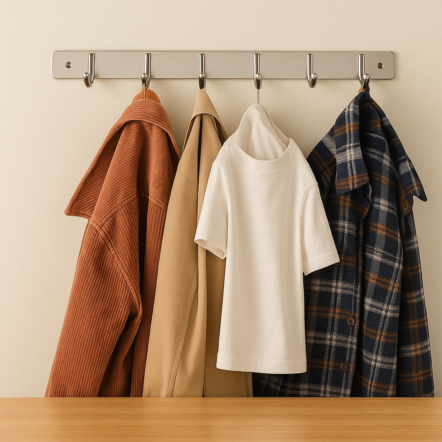 Stainless Steel Wall Mounted Coat 6 Hook Rack 32X3 1Pc thumbnail 5