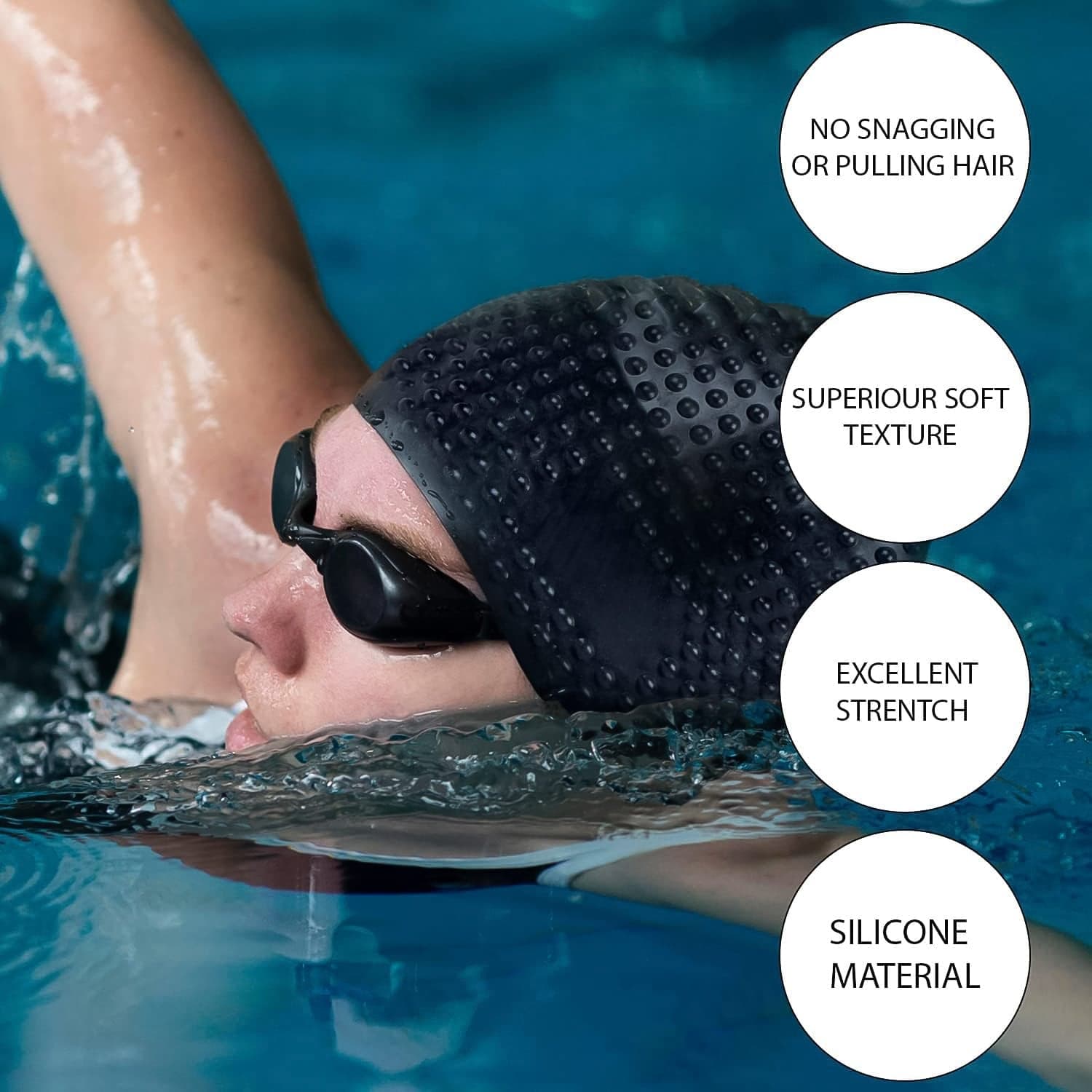 Premium Silicone Waterproof Swimming Cap 1 Pc thumbnail 5