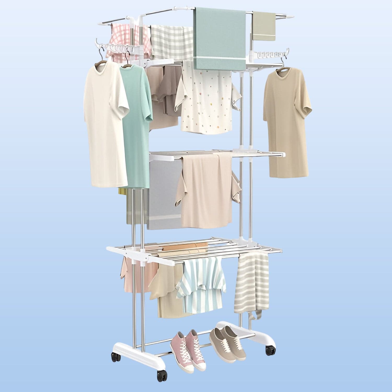 3L Ss Cloth Drying Stand With Wheels thumbnail 7
