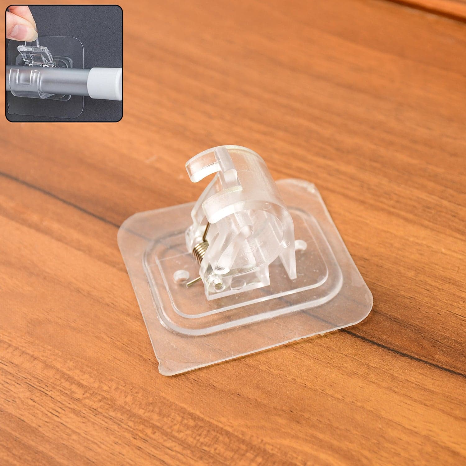 Wall Mount Transparent Self Adhesive Clip With Strong Spring Grip thumbnail 2