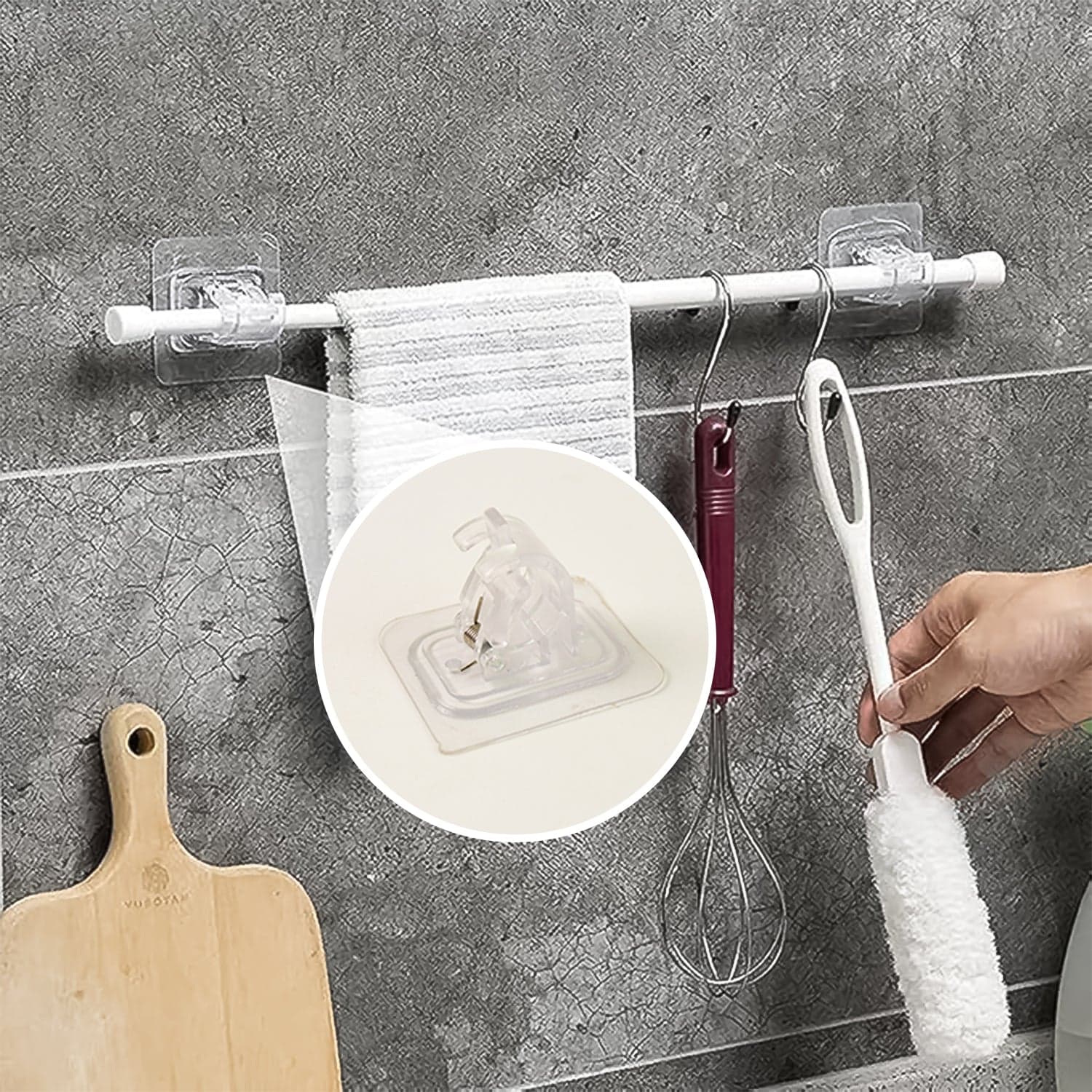 Wall Mount Transparent Self Adhesive Clip With Strong Spring Grip thumbnail 3