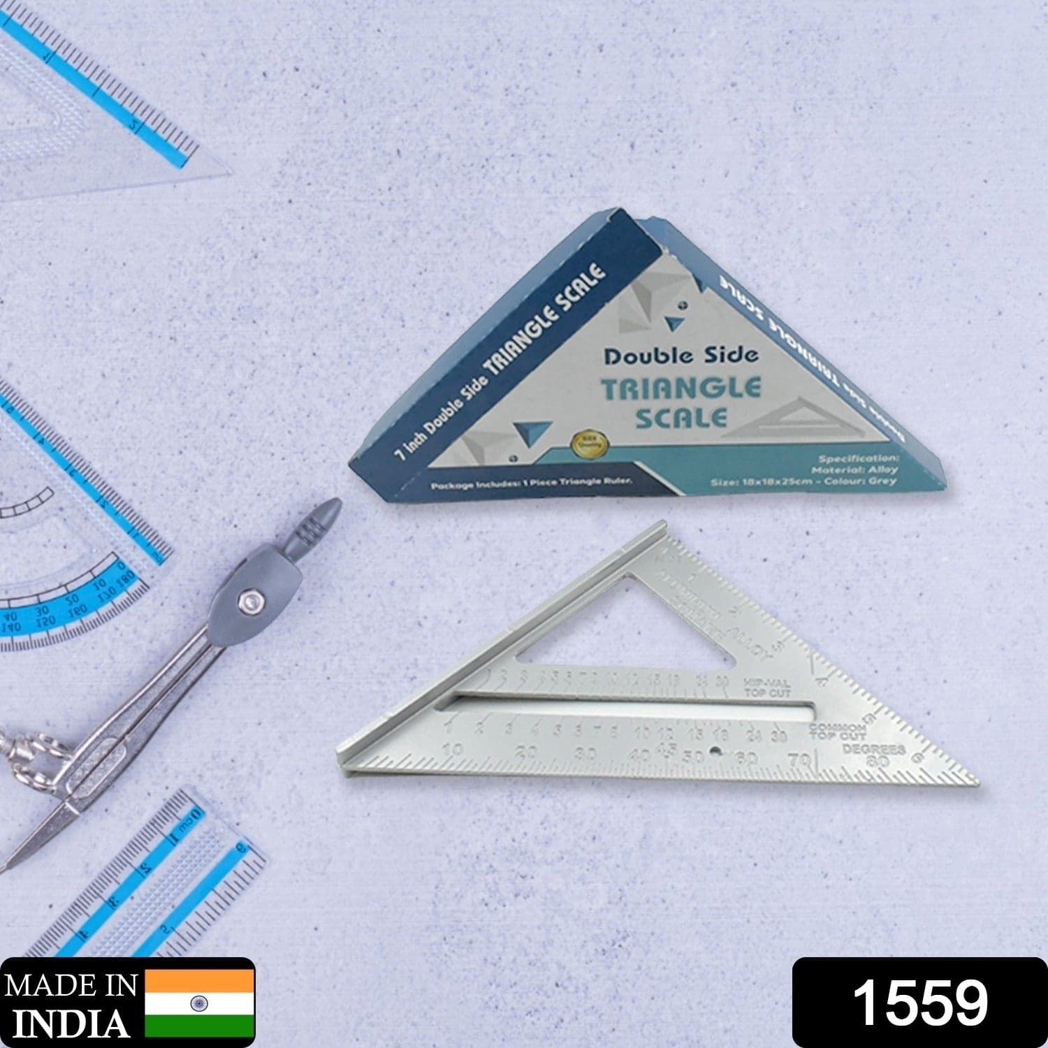 Double-Sided 45° Triangle Ruler of 7-Inch Aluminum Alloy Rafter Square for Home & Industrial Use thumbnail 2