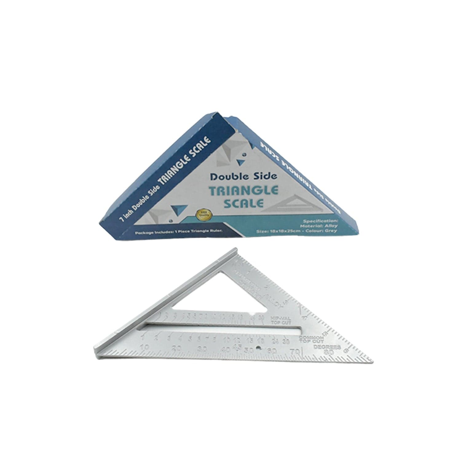 Double-Sided 45° Triangle Ruler of 7-Inch Aluminum Alloy Rafter Square for Home & Industrial Use thumbnail 4