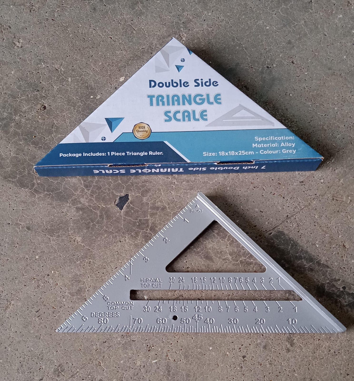 Double-Sided 45° Triangle Ruler of 7-Inch Aluminum Alloy Rafter Square for Home & Industrial Use thumbnail 7