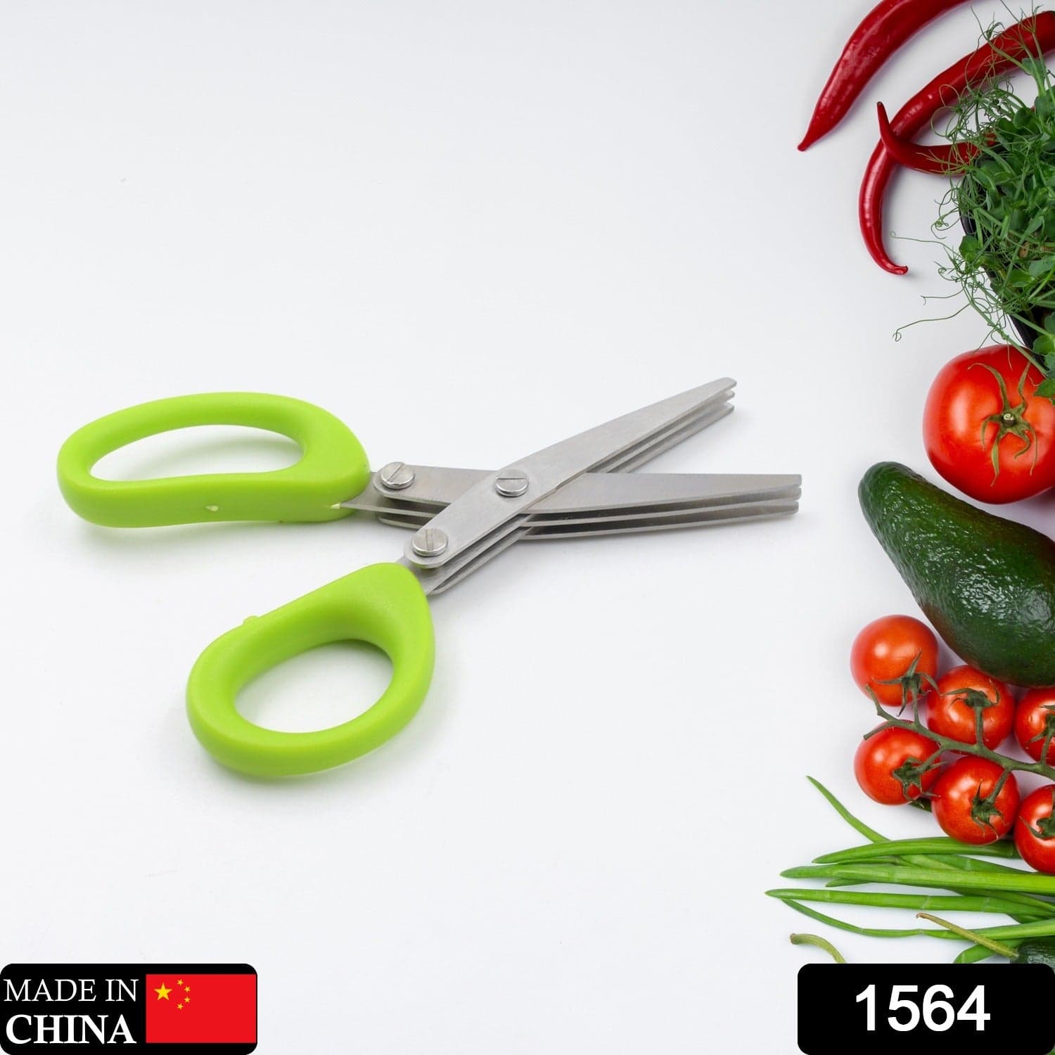 Multifunction Vegetable Stainless Steel Herbs Scissor with 3 Blades thumbnail 2