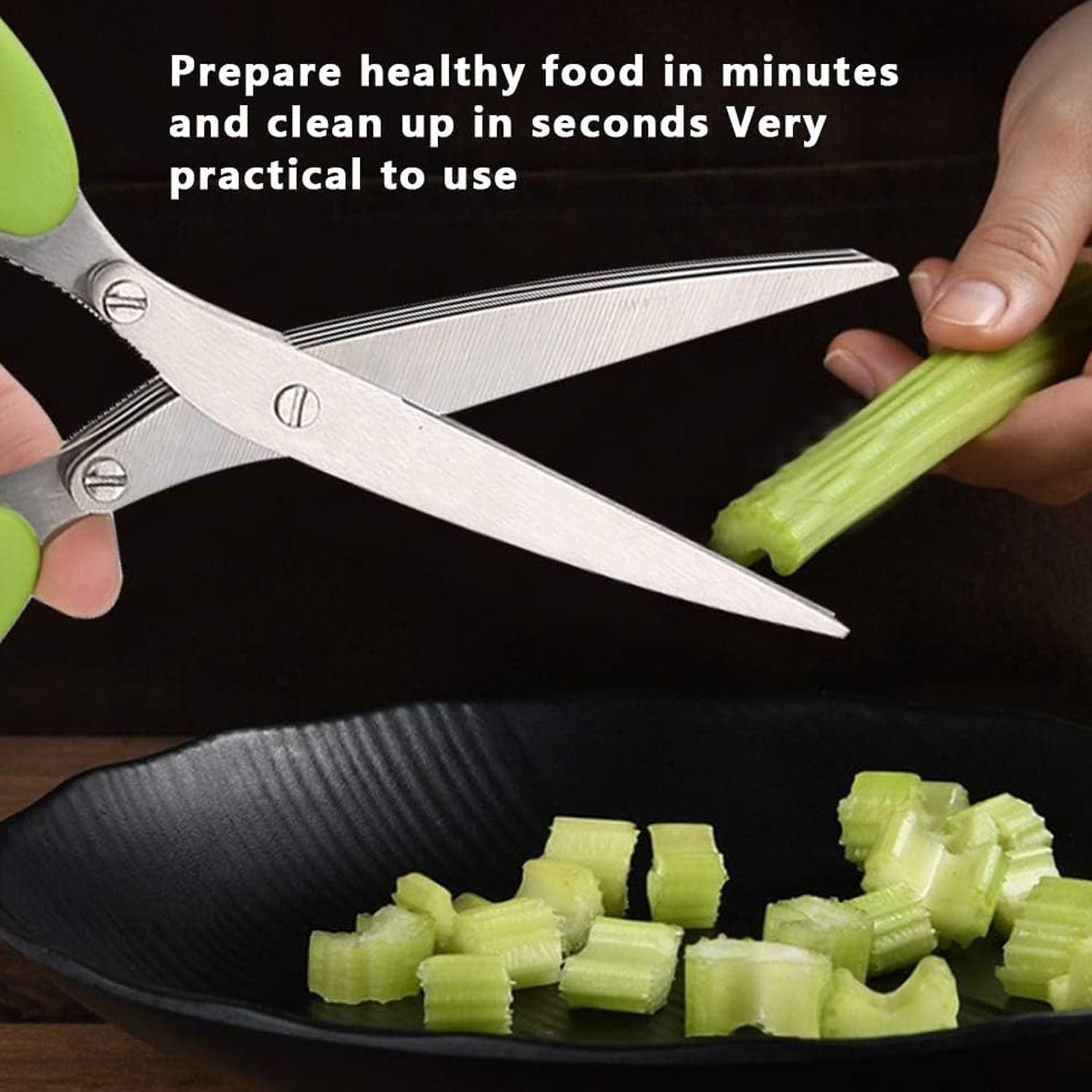 Multifunction Vegetable Stainless Steel Herbs Scissor with 3 Blades thumbnail 6