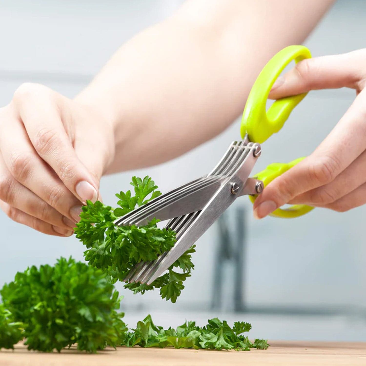 Multifunction Vegetable Stainless Steel Herbs Scissor with 3 Blades thumbnail 8