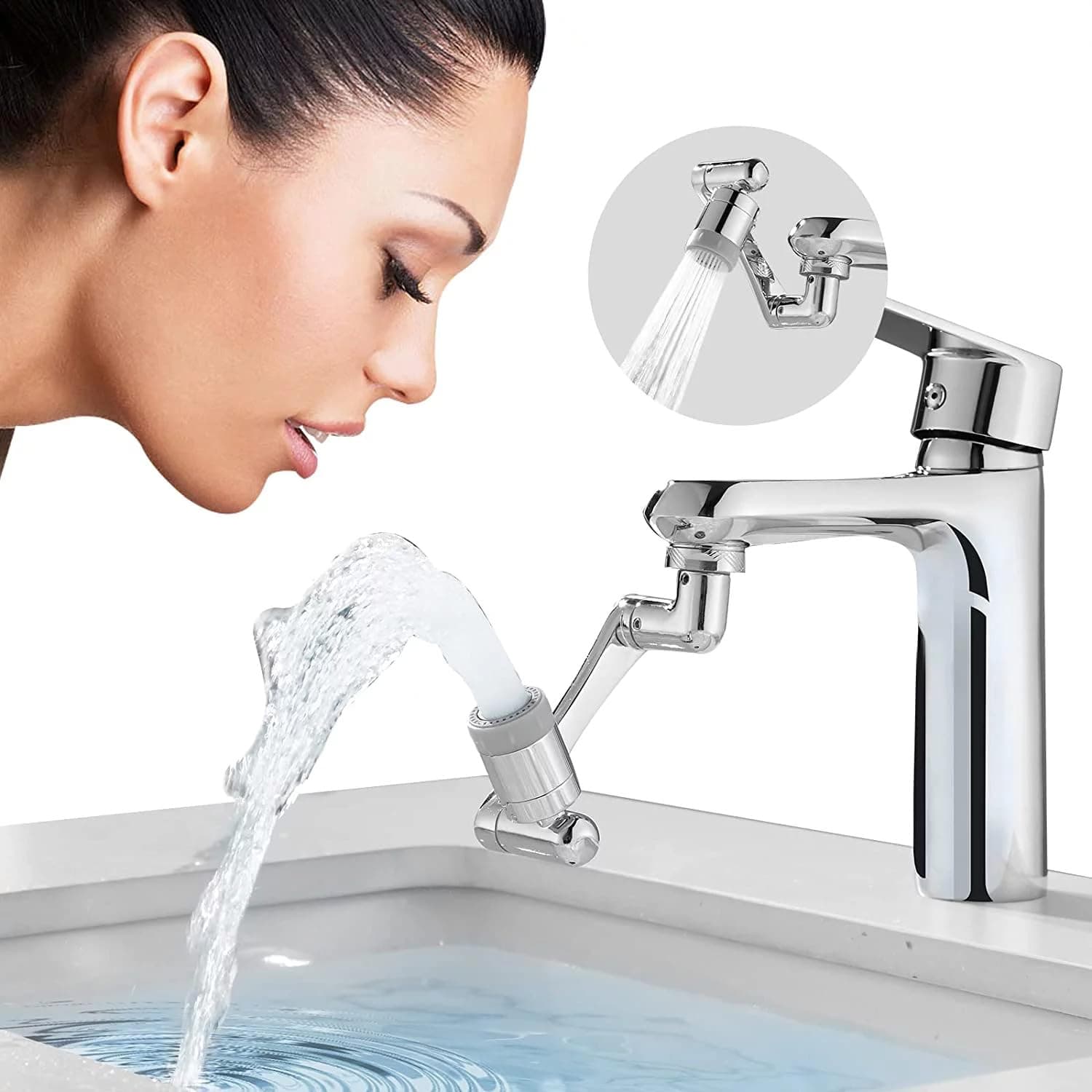Flexible Faucet Splash Head Extender Aerator, Universal Splash Filter Faucet Sprayer (1 Set) thumbnail 1