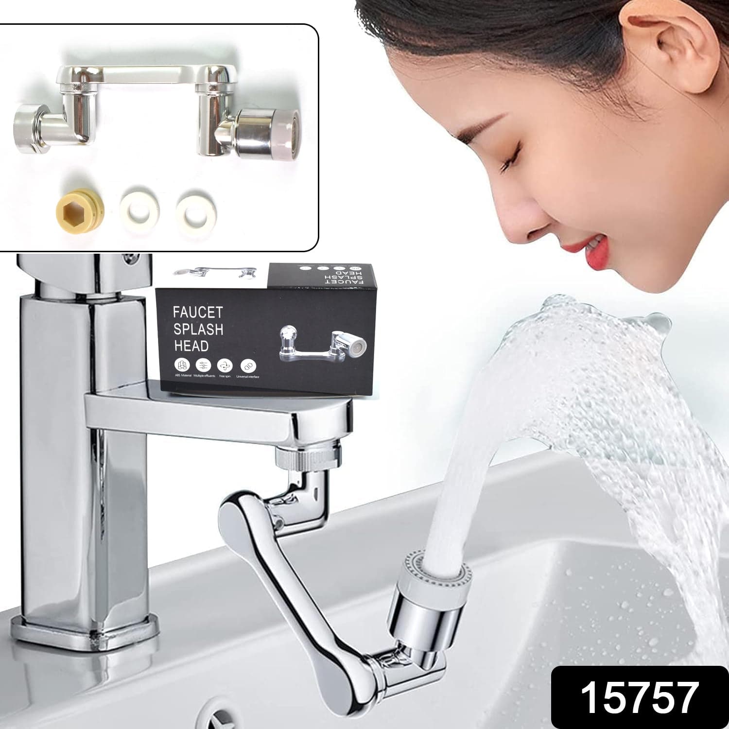 Flexible Faucet Splash Head Extender Aerator, Universal Splash Filter Faucet Sprayer (1 Set) thumbnail 2