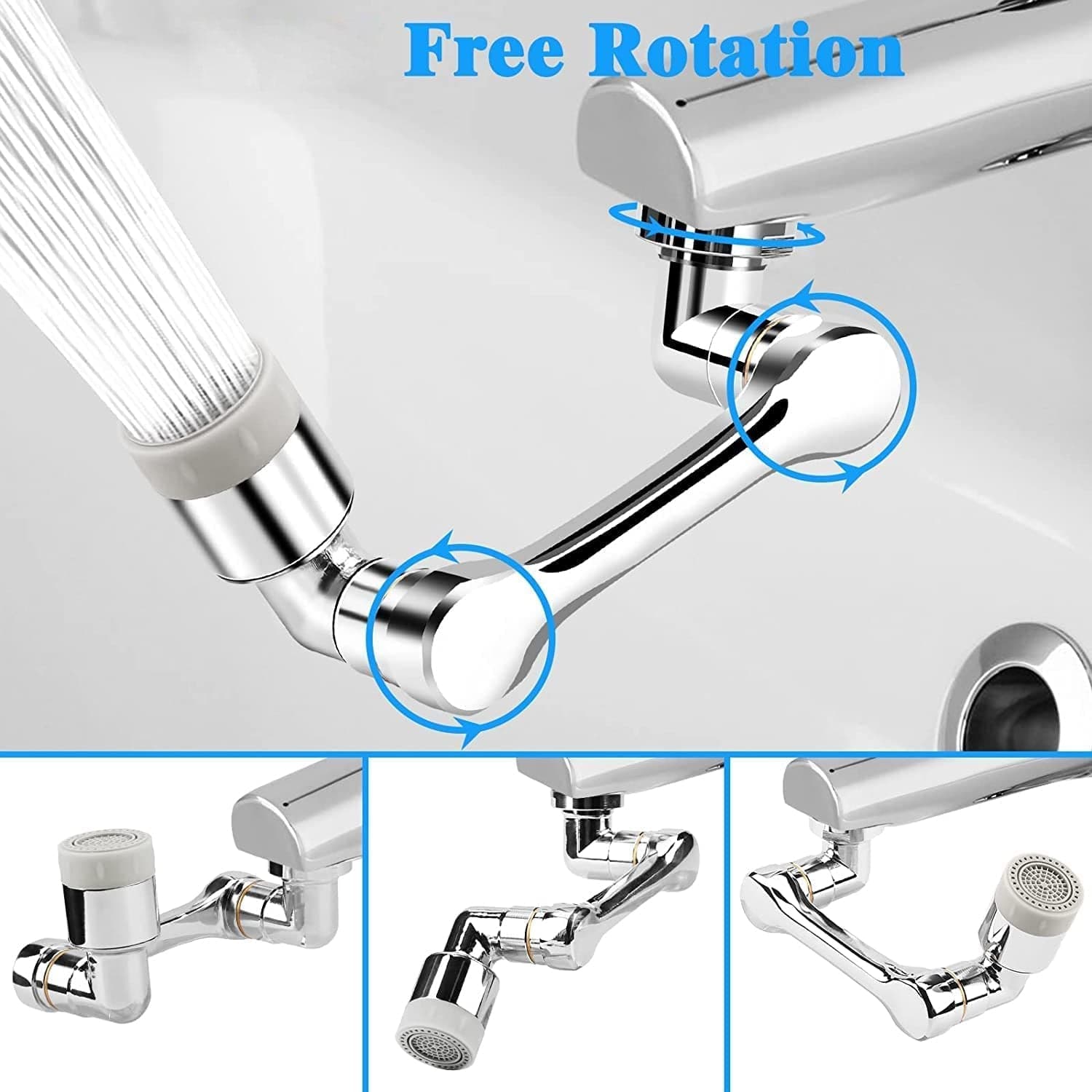 Flexible Faucet Splash Head Extender Aerator, Universal Splash Filter Faucet Sprayer (1 Set) thumbnail 7