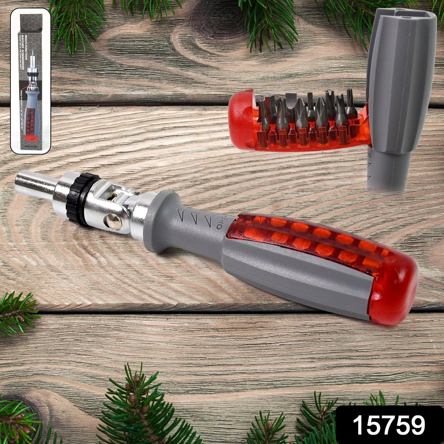 Multi Bits Ratchet Screwdriver Set, Adjustable Angle Two-Way Ratcheting Screwdriver (1 Set) thumbnail 2