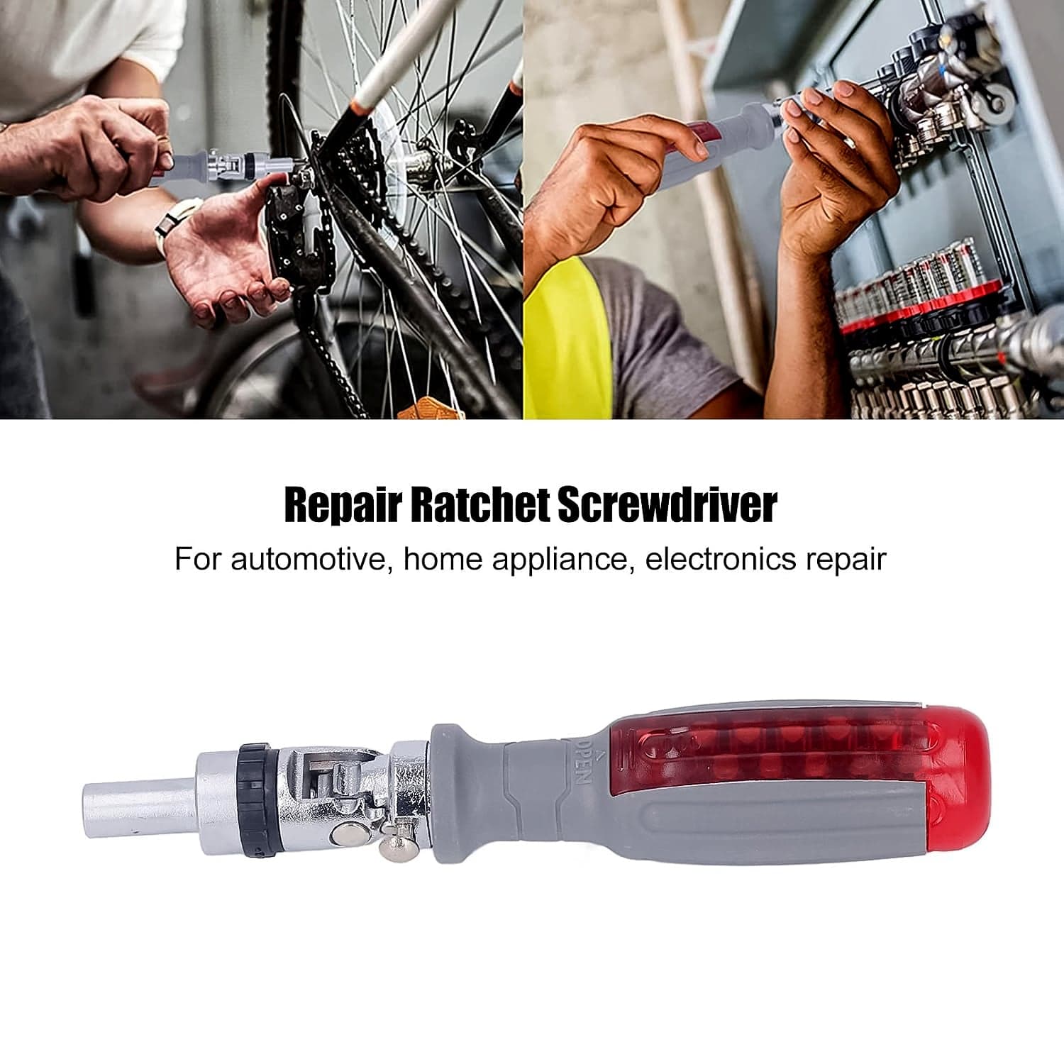 Multi Bits Ratchet Screwdriver Set, Adjustable Angle Two-Way Ratcheting Screwdriver (1 Set) thumbnail 4