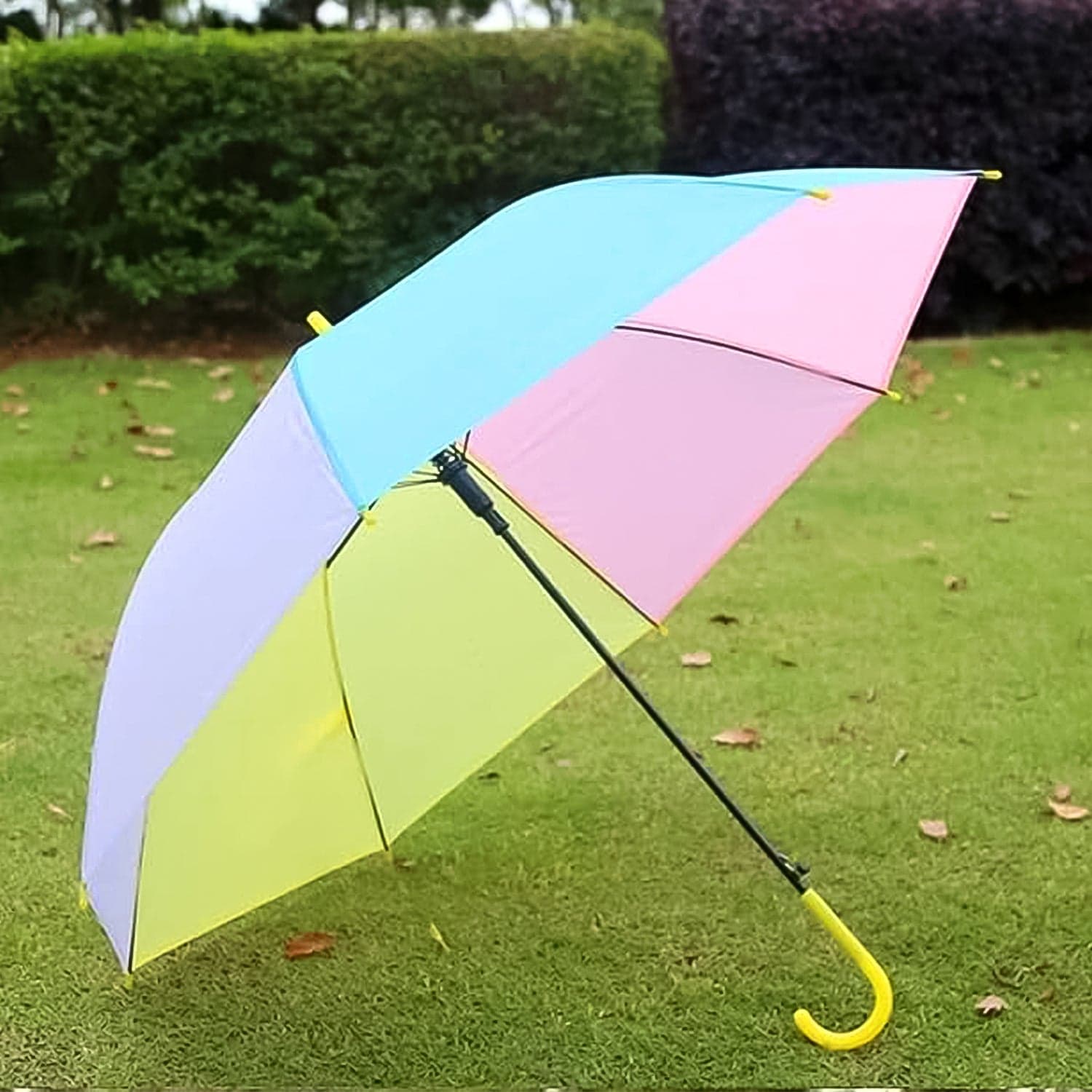 Colorful Rainbow Umbrella Multi-Colour J Shaped Handle (1 Pc / MOQ :- 5) thumbnail 1