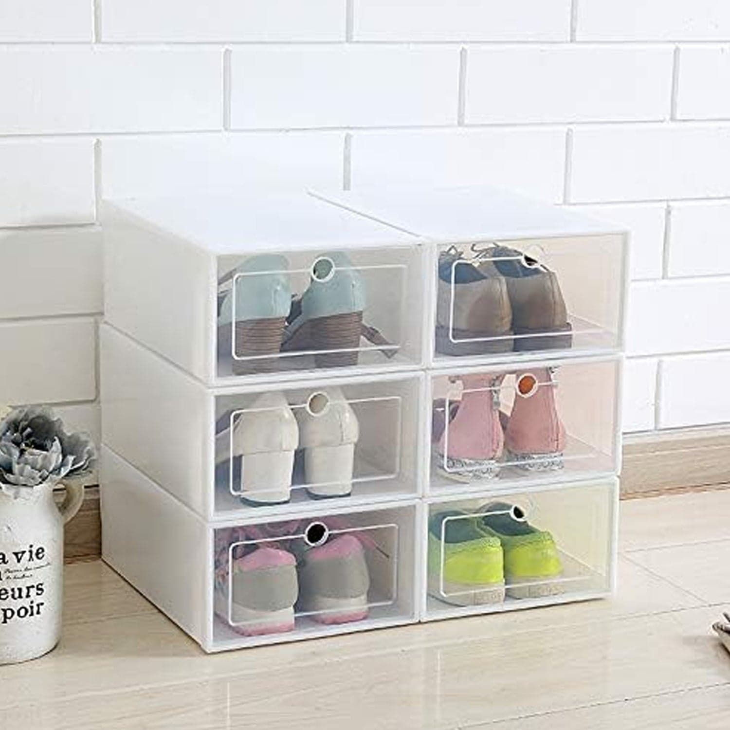 3 Layer Transparent Shoes Storage Box Plastic Stackable Shoe Storage (1 Set / 3 Layer) thumbnail 1