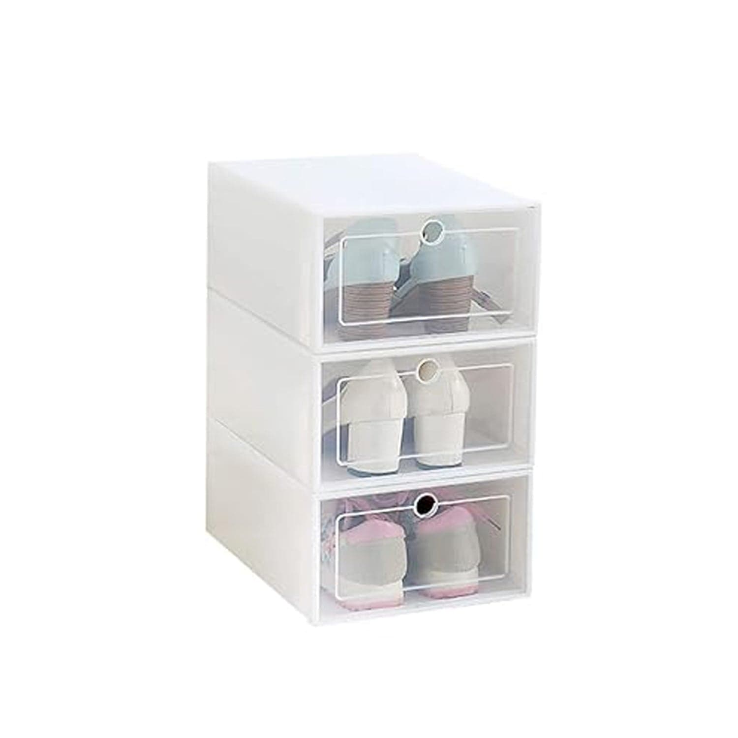 3 Layer Transparent Shoes Storage Box Plastic Stackable Shoe Storage (1 Set / 3 Layer) thumbnail 5