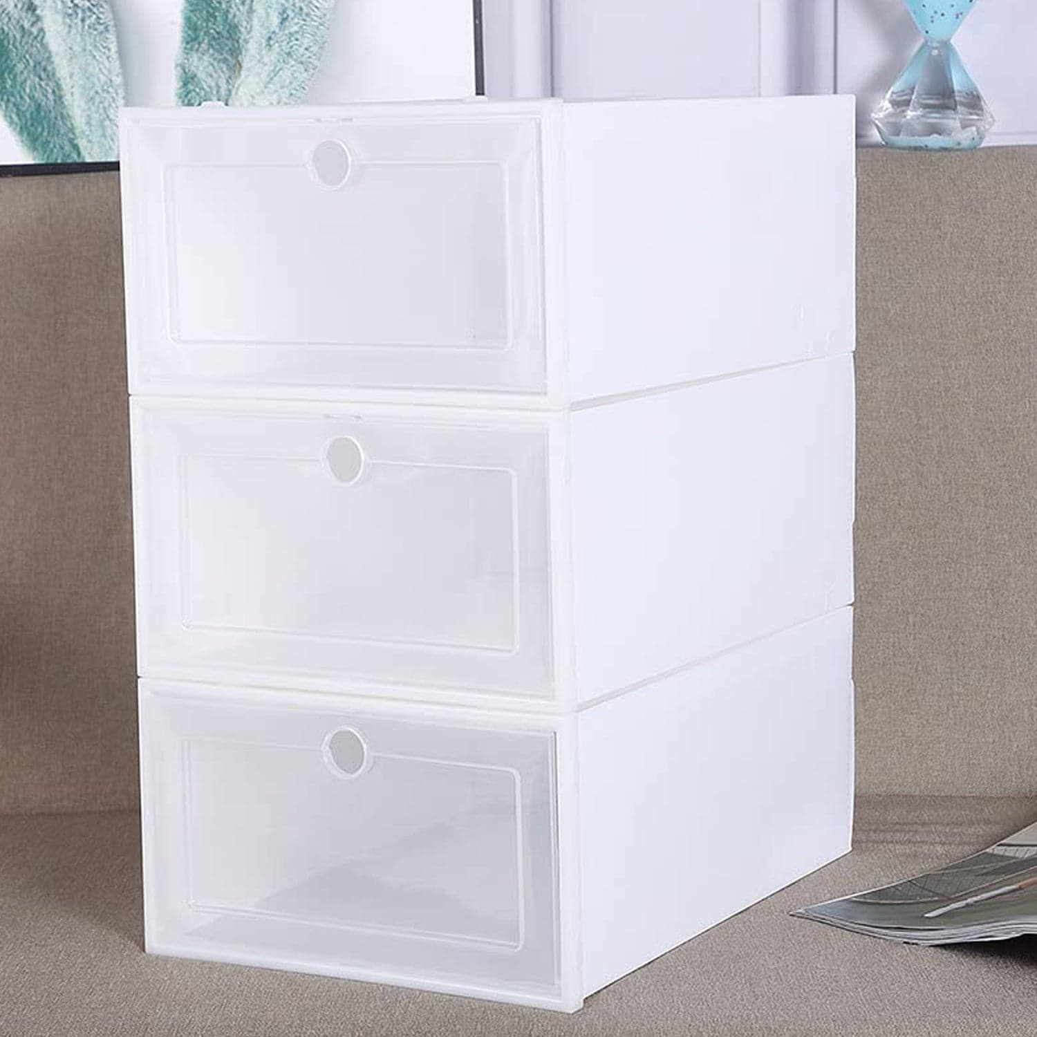 3 Layer Transparent Shoes Storage Box Plastic Stackable Shoe Storage (1 Set / 3 Layer) thumbnail 6