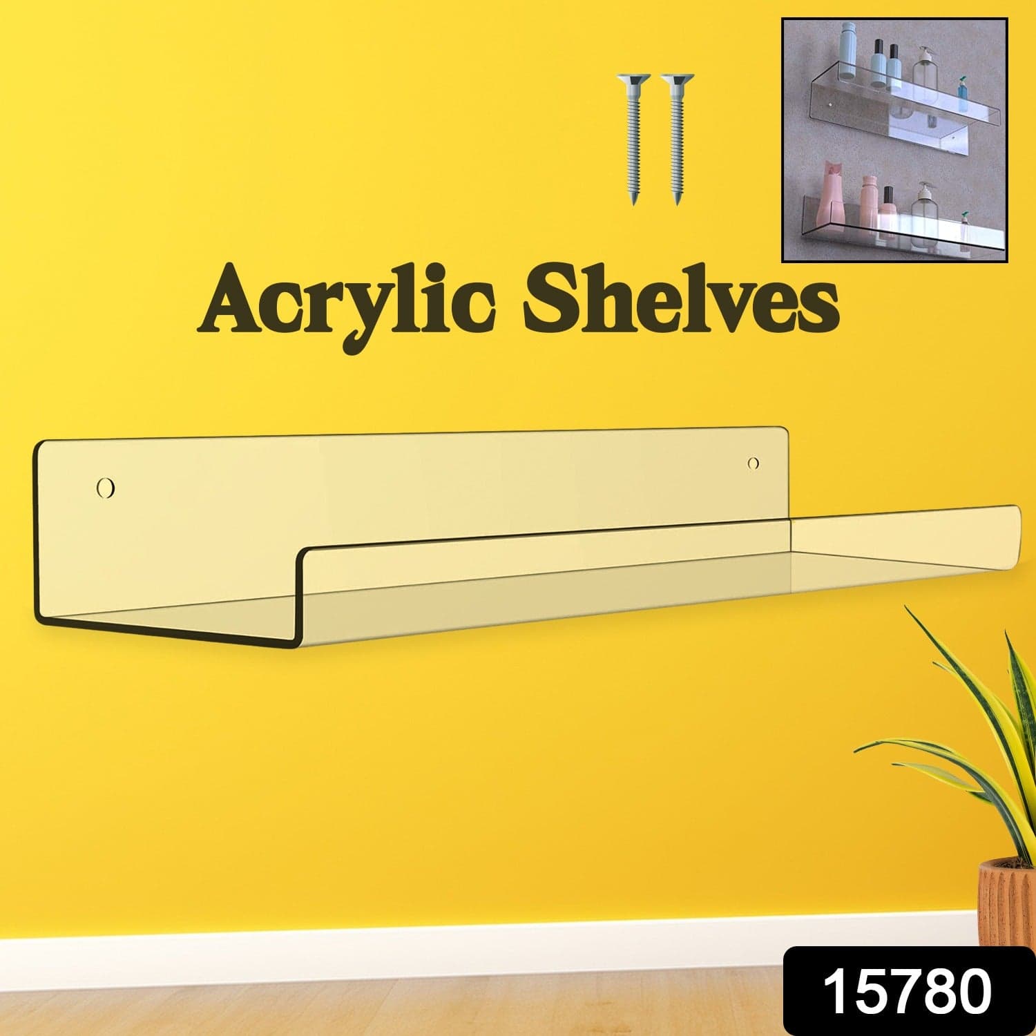 Acrylic Shelves, Clear Shelves Wall Mounted (38—11 Cm / 1 pc / With 2 Screw) thumbnail 2
