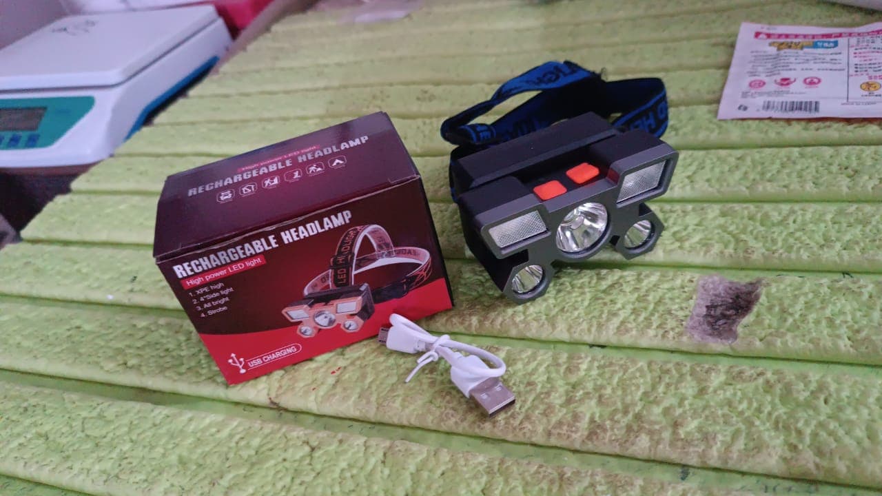 5 LED Headlamp USB Rechargeable Head Light (1 Pc) thumbnail 7