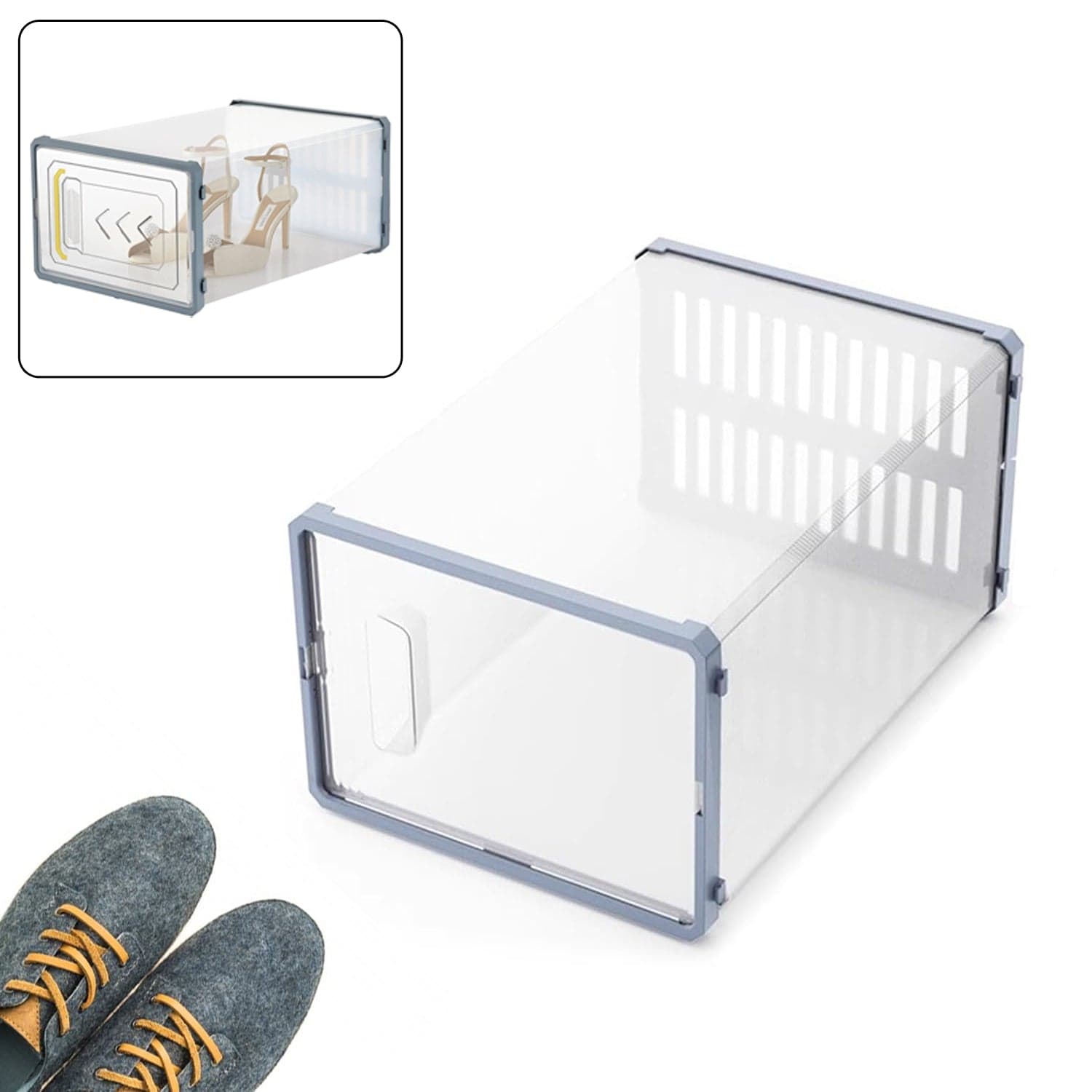 Plastic Stackable Shoe Storage Box (1 Pc) thumbnail 1