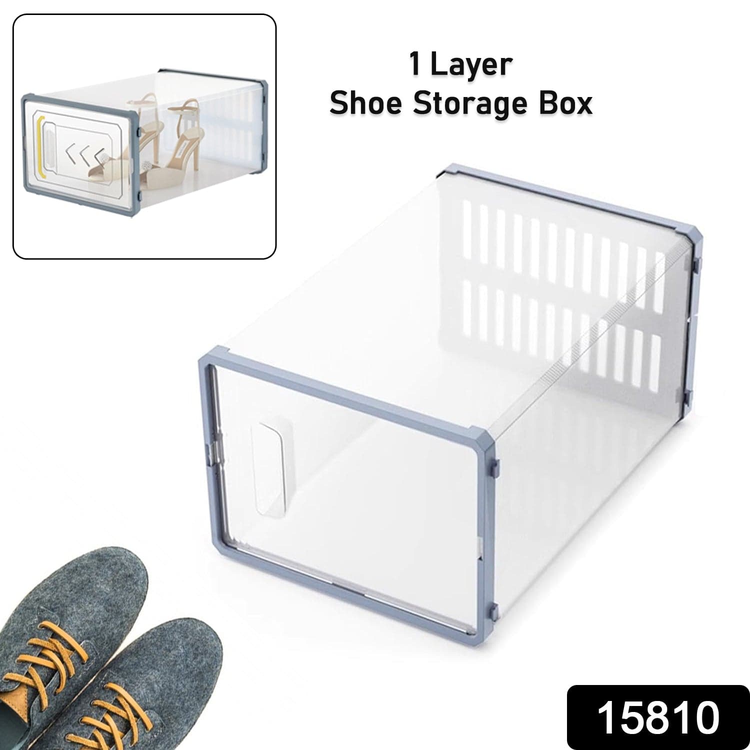 Plastic Stackable Shoe Storage Box (1 Pc) thumbnail 2