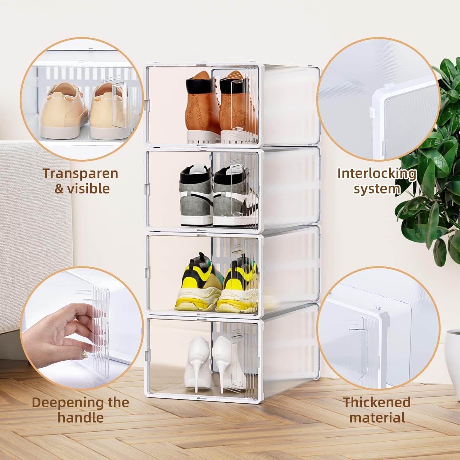 Plastic Stackable Shoe Storage Box (1 Pc) thumbnail 6
