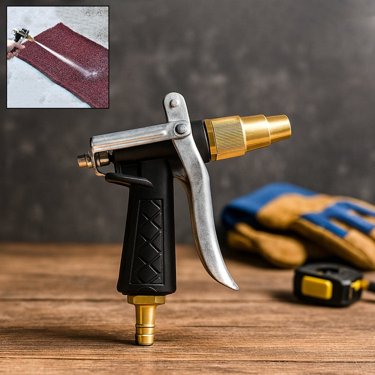 Durable Gold Color Trigger Hose Nozzle Water Lever Spray thumbnail 1