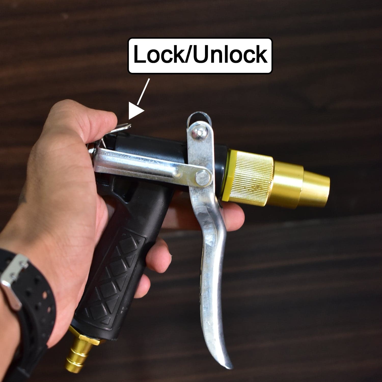 Durable Gold Color Trigger Hose Nozzle Water Lever Spray thumbnail 8