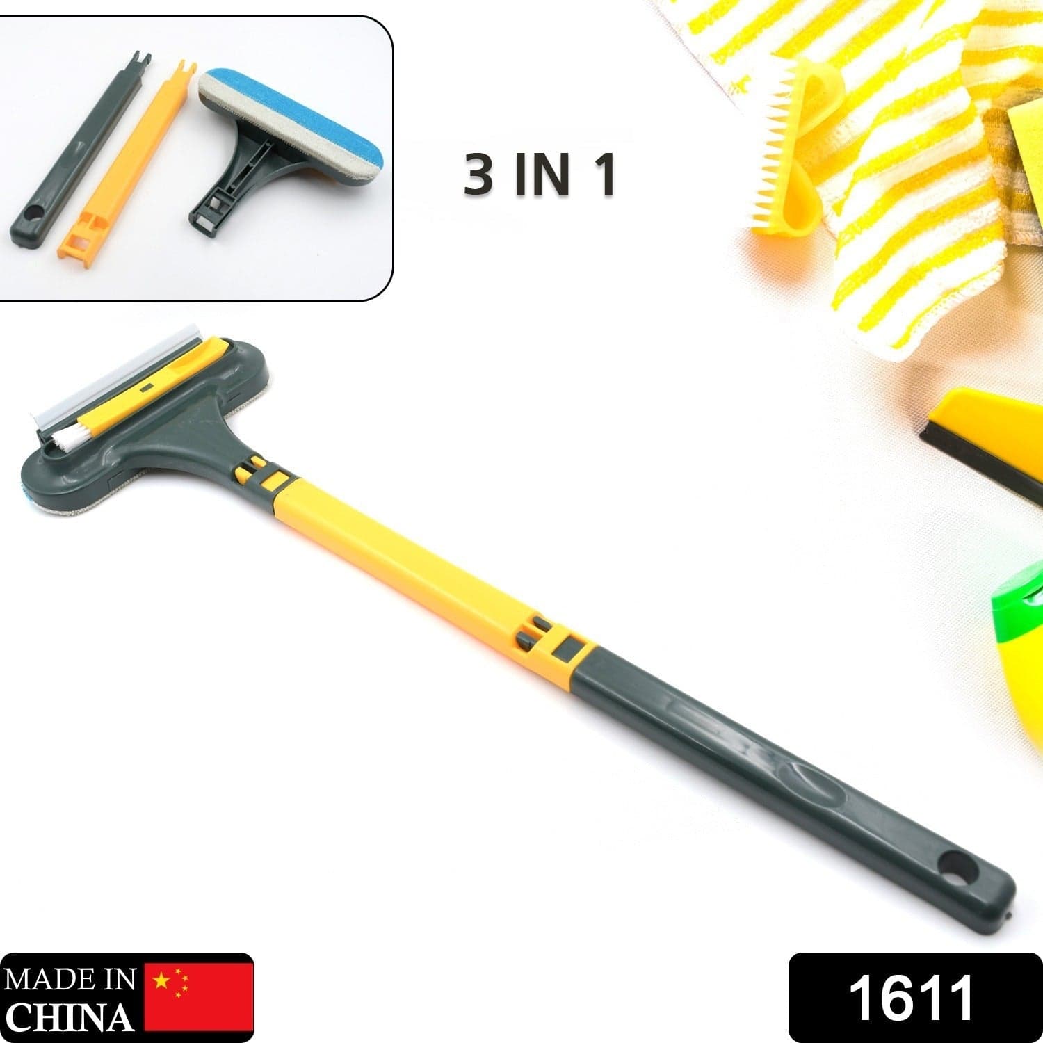 Window Screen Cleaner Brush, Magic Window Cleaner Brush, 3In1 Mesh Cleaner, Glass Cleaning Squeegee, Small Window Brush With Handle Portable thumbnail 2
