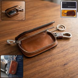 Leather Car Key Case the Compact & Stylish with Secure Closure