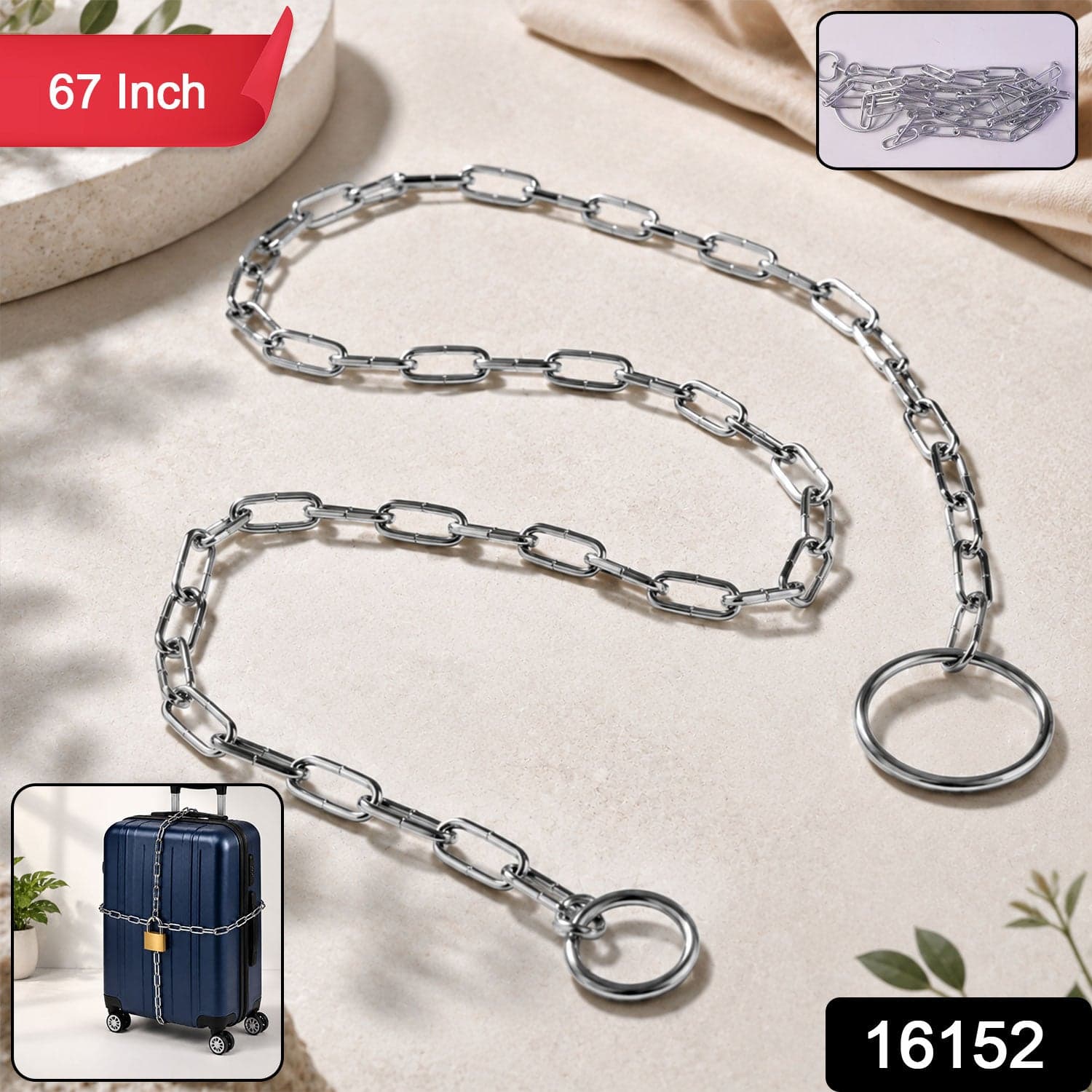 Heavy Duty Steel Luggage Lock Chain the 67 Inch Anti-Theft Travel Security thumbnail 2