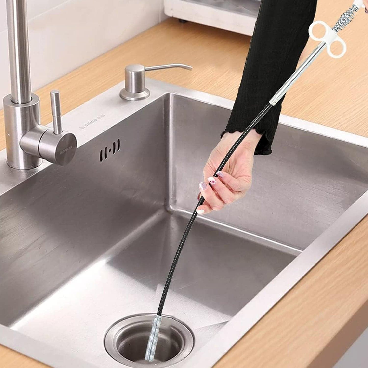Drain Block Remover Cleaning Tool for Pipes, Clogged Drains ( 85 To 90 Cm / 1 Pc) thumbnail 1