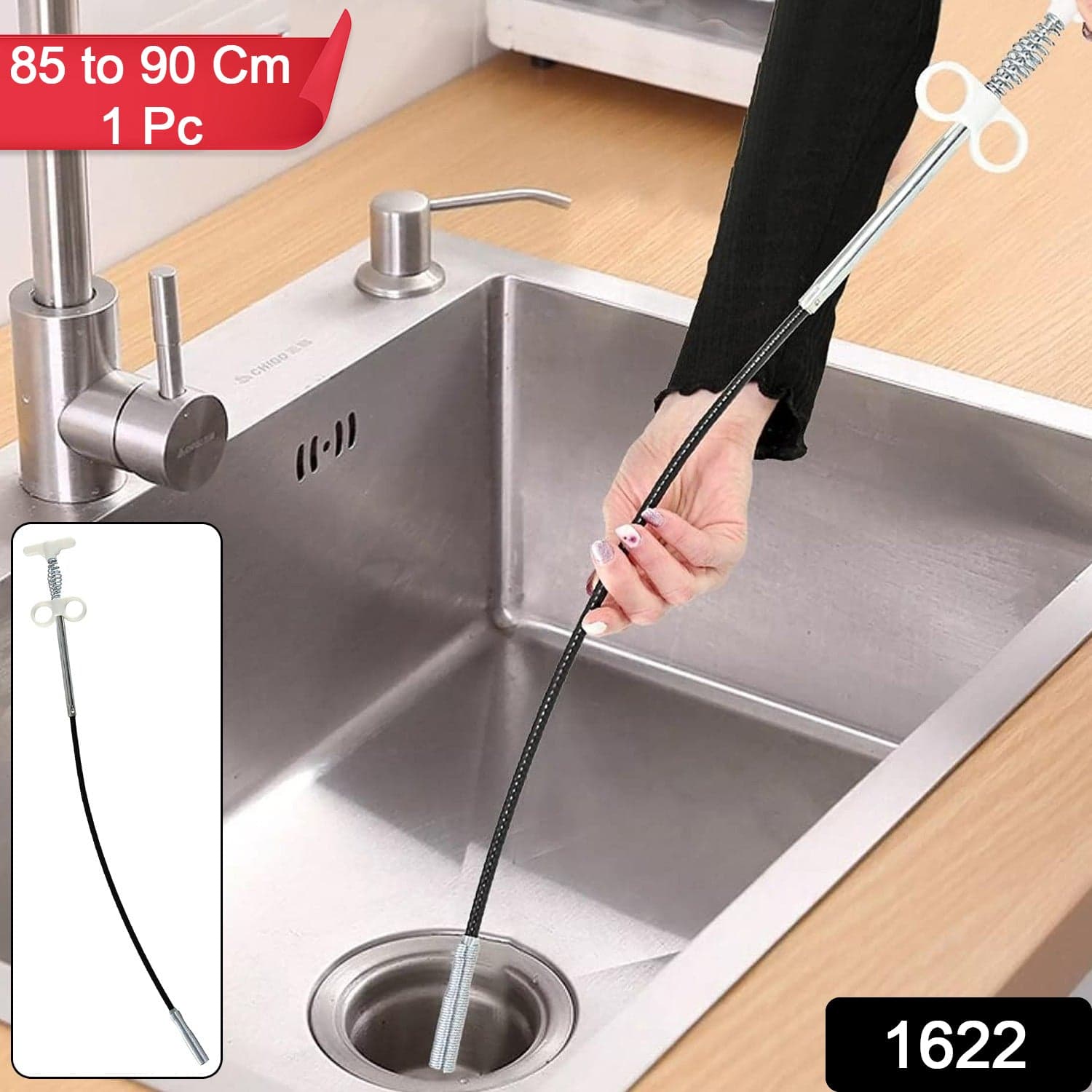 Drain Block Remover Cleaning Tool for Pipes, Clogged Drains ( 85 To 90 Cm / 1 Pc) thumbnail 2