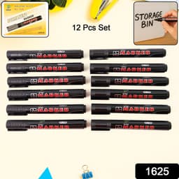 19326 Permanent Black Marker Pen 12Pc