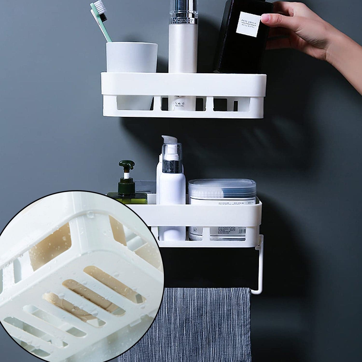 Multipurpose Kitchen Bathroom Shelf Wall Holder Storage Rack Bathroom thumbnail 1